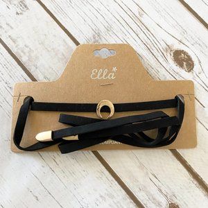 Ella Women's Black Suede Wrap Choker Necklace Fashion Jewelry Goldtone Accents